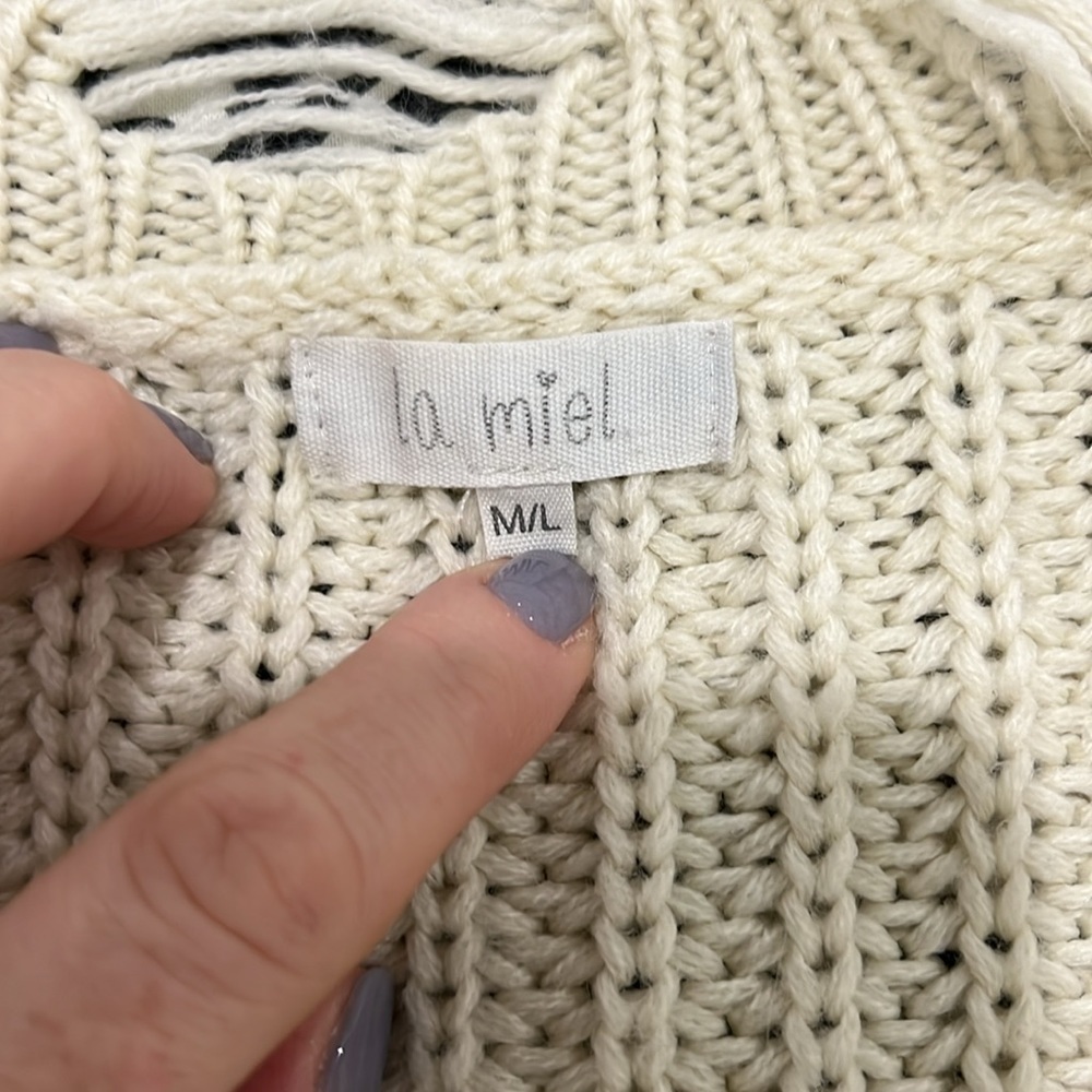La Miel Distressed Colorblock Sweater – Size M/L - Picture 8 of 11
